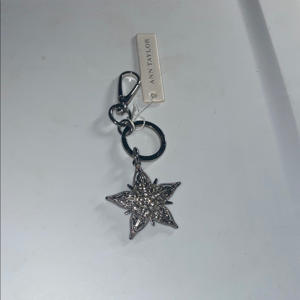 Ann Taylor Silver Starburst Charm Keyring